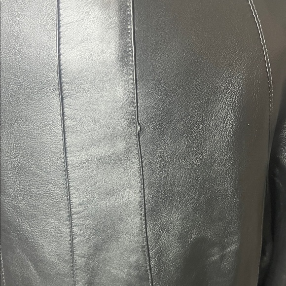 Léno Classic Black Leather Full Length Coat - Picture 4 of 17